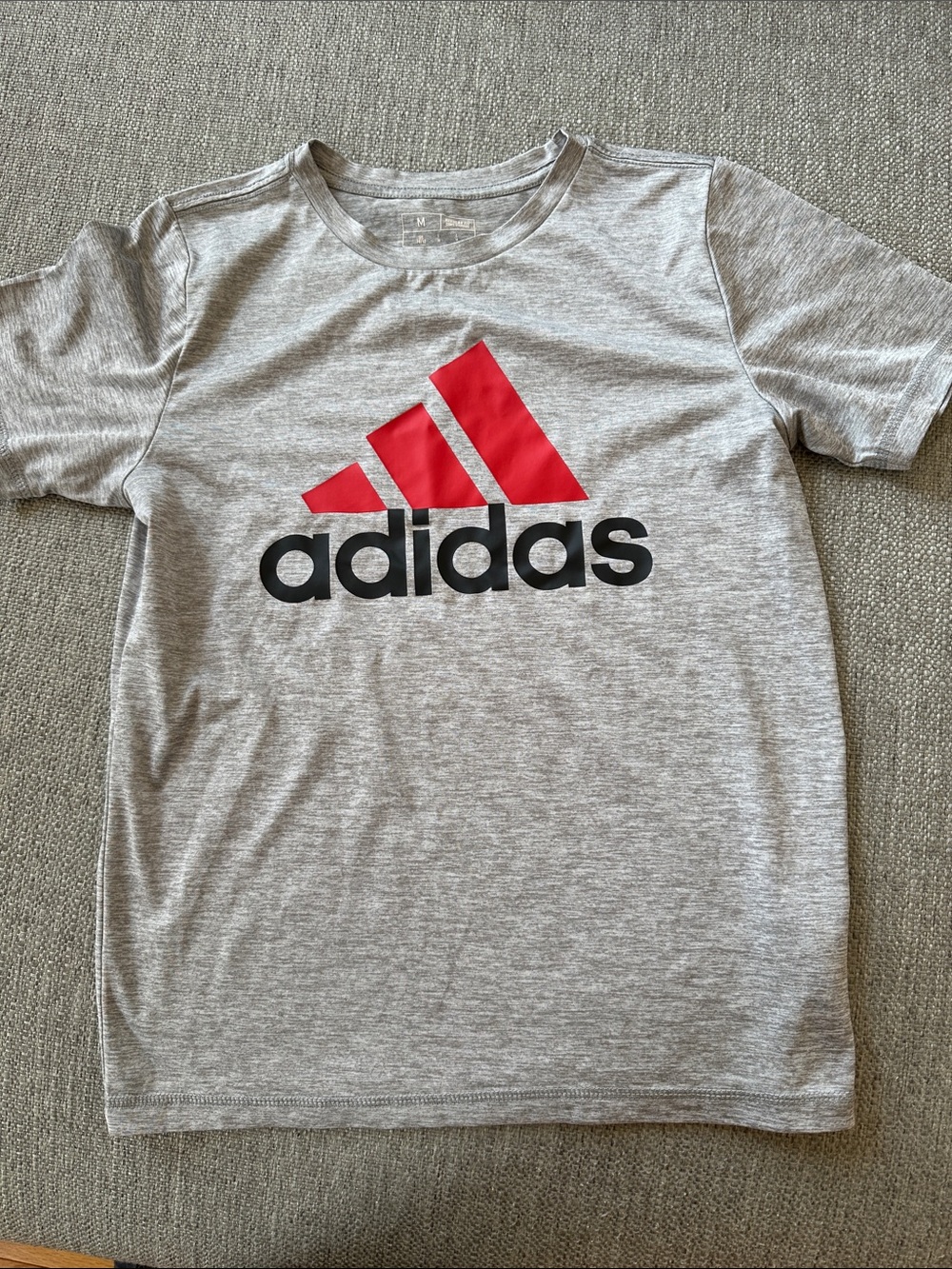 adidas Kids Light Grey Tee with Red Logo